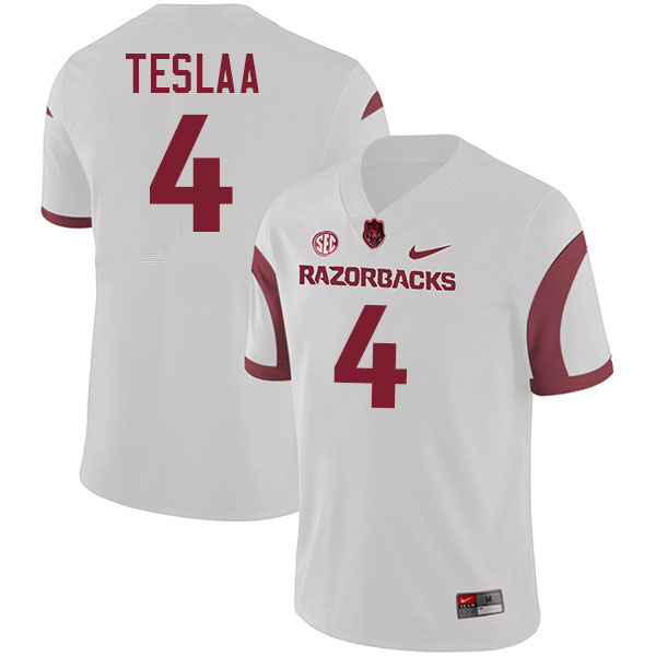 Isaac TeSlaa Arkansas Jersey,Arkansas Razorbacks #4 Isaac TeSlaa Jersey Youth College-Retro White